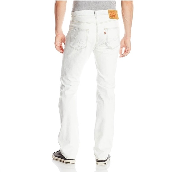 Levi’s 501 White Straight Relaxed fit Button fly Distressed Men or unisex 32x32 - Picture 2 of 16